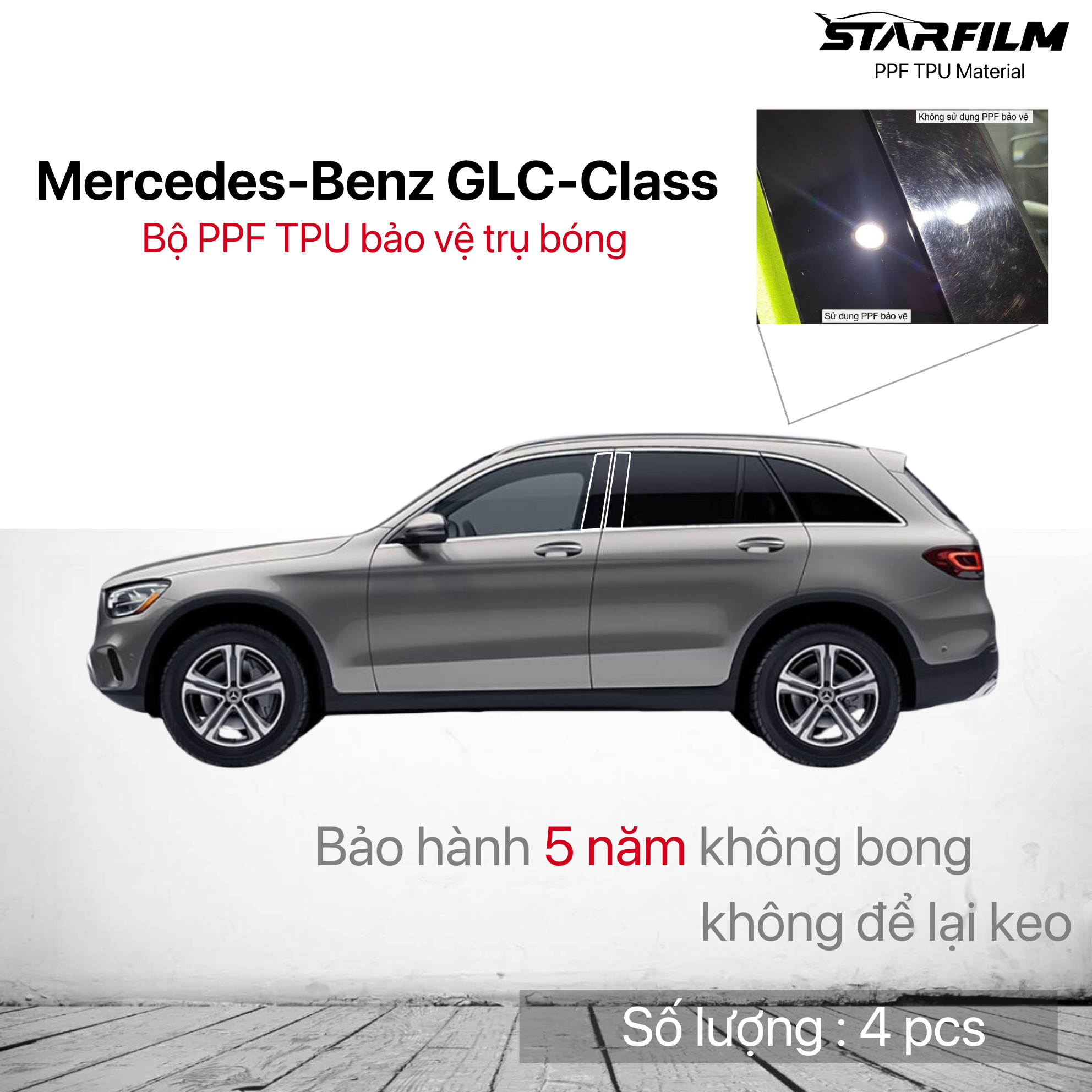 Mercedes-Benz GLC-Class 2020-2021 bộ PPF bảo vệ chống xước trụ bóng STARFILM